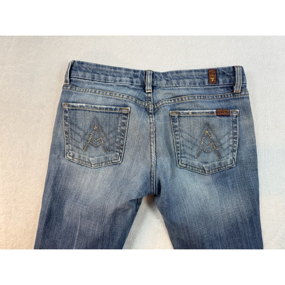 VIntage 7 For All Mankind Jeans Womens 28 Blue A Pocket Low Rise Flare Y2K Denim
